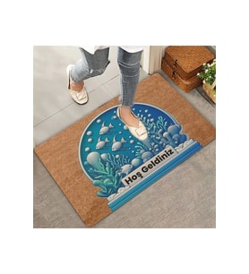 Valerine Life Balıklar ve Deniz Çayırları Hoş Geldiniz Kapı Önü Paspası 45x70cm