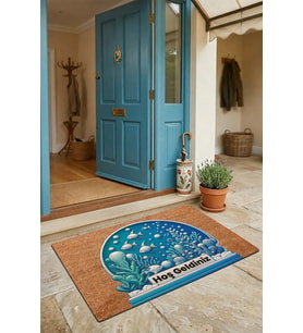 Valerine Life Kapı Önü Paspası 45x70cm Kaymaz Taban Dekoratif iç Dış Mekan Balıklar ve Deniz Çayır