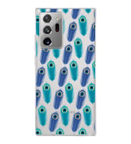 PrintiFy Samsung Galaxy Note 20 Ultra ile Uyumlu 1mm Slim Fit Nazar Boncuğu 4 Baskılı Şeffaf  Kılıf