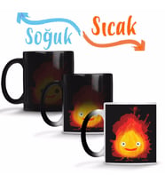 Howls Moving Castle Calcifer Sihirli Kupa Bardak Porselen