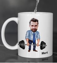 Kişiye Özel Fotoğraflı Erkek Karikatür Sporcu Tasarımlı Kupa Bardak