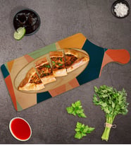 BK Gift Modern Art Tasarımlı Dikdörtgen Şeklinde Doğal Ahşap Servis ve Sunum Tabağı Model 9