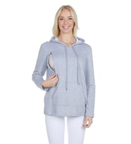 LuvmaBelly 4506 Pamuklu yandan fermuarlı Lohusa Emzirme Sweatshirt (Gri)