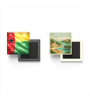 Buzdolap Magnetleri - Gine-Bissau Bayrağı ve Paper Cut Tema - 2'li Set Magneti