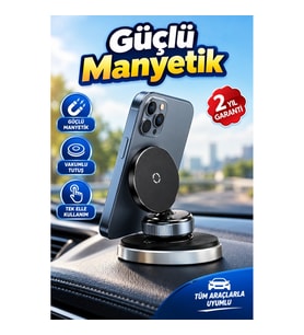 Araç İçi Telefon Tutucu Güçlü Manyetik Vakumlu Tek Elle Kullanım Modeli
