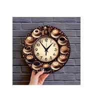 bilge Tasarım 2D GÖRÜNÜMLÜ BASKILI mutfak (kitchen) kahve temalı Duvar Saati 35 x 35CM (Karışık)