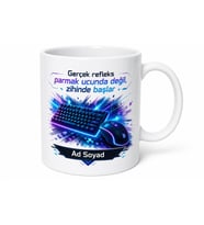 E-Spor Kupa Gamer Klavye Mouse Refleks Temalı Baskılı Kupa Bardak Hediye