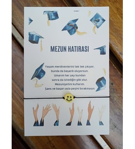 Mezun Hatırası  10 Adet Kuşe Kartlı Emoji Bileklik - Okul Hediyesi - Öğrenci