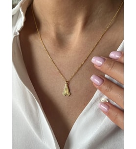 Kişiye Özel 925 Ayar Gümüş Tasarım Dua Eden Eller Kolye (Gold)