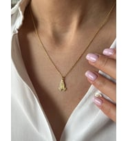 Kişiye Özel 925 Ayar Gümüş Tasarım Dua Eden Eller Kolye (Gold)