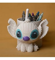 3D Baskı Knitted Kalemlik - Sevimli Karakterli Masaüstü Kalem Organizeri-Beyaz