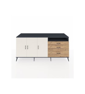 Kronos Konsol 3 Raflı 3 Çekmeceli 3 Kapaklı 220x59x99 Antrasit-Aytaşı/Çam