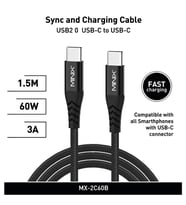 Minix Mx-2C60W Usb-C To Usb-C 150Cm Siyah Kablo