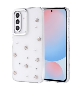 Samsung Galaxy A56 Uyumlu Kılıf Airbag Tasarımlı Simli Şeffaf Zore Kutup Kapak (Beyaz)