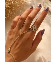 Sıra Taşlı Sekizgen Gold Küpe