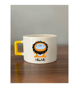 Aslan Burcu ve Onla Alakalı Komik Açıklama Baskılı Turuncu Kulplu Prime Kupa Bardak Fincan Mug