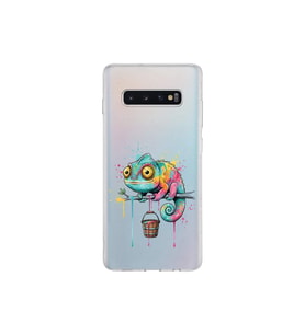 Samsung Galaxy S10 Plus ile Uyumlu Splash Bukalemun Tasarımlı Şeffaf Silikon Kılıf