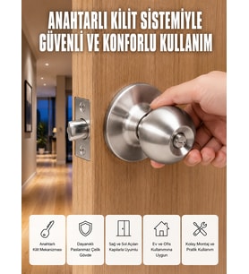 Es Güvenli Topuzlu Kapı Kilidi