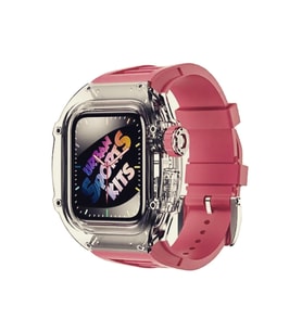Apple Watch Uyumlu 45mm Rugged Şeffaf Kasa Profesyonel Koruyucu ve Silikon Kordon Gül Kurusu