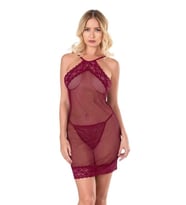 Amora Secret Bordo Kısa File-tül Gecelik 8132