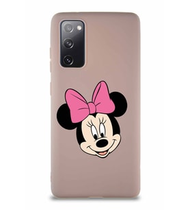 Samsung Galaxy S20 FE Soft Premier Kapak Minnie Mouse-C Tasarımlı Silikon Kılıf - Pudra (Şeffaf)