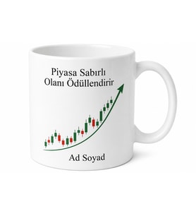 Borsacı ve Trader Arkadaşa Mum Grafikleri ve Yükseliş Kupa Bardak Hediye