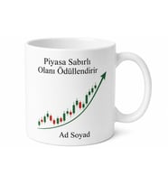 Borsacı ve Trader Arkadaşa Mum Grafikleri ve Yükseliş Kupa Bardak Hediye