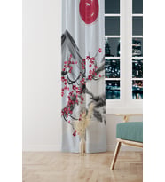 Blossom Japan 2 Desenli Süet Oturma Odası Salon Fon Perde Baskılı Ekstrafor Büzgü TEK KANAT PRD-1107