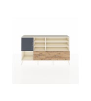 Arges Konsol 8 Raflı 2 Çekmeceli Tek Kapaklı  176x30x99 Aytaşı-Antrasit/Çam
