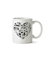 Music Müzik Kalp Nota Porselen Kupa Bardak