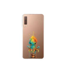 Samsung Galaxy A7 2018 ile uyumlu Splash ahtapot tasarımlı şeffaf silikon kılıf