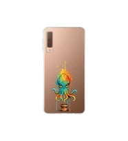 Samsung Galaxy A7 2018 ile uyumlu Splash ahtapot tasarımlı şeffaf silikon kılıf