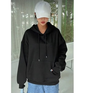 Erkek Uzun Kol Kapşonlu Basic Sweatshirt Hoodie - Siyah