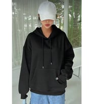 Erkek Uzun Kol Kapşonlu Basic Sweatshirt Hoodie - Siyah