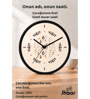 İsme Özel Çocuk Figürleri Çocuk Odası Duvar Saati Orta Boy 30 cm Siyah Camlı Sessiz