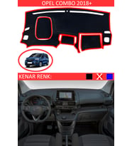 Opel Combo 2018+ İçin Uygun Torpido Koruma Halısı Siyah Kenar Renk Kırmızı