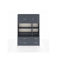 Arges Dolap 10 Raflı 4 Çekmeceli 3 Kapaklı 132x30x195 Antrasit-Antrasit/Antrasit