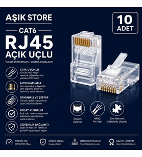 CAT6 RJ45 8P8C Konnektör 10 Adet
