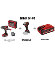Einhell Set-62(18/70 Li-İ BL Drabeli matkap+18/250-C Li BL Darbeli Vid.+3AH Batarya ve Şarj Cihazı)