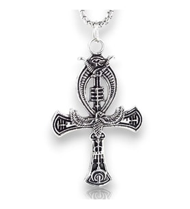 Ankh İsis Yaşam Mitolojik Mısır Kartal Çelik Zincirli Metal Erkek Kolye Q0980