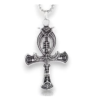Ankh İsis Yaşam Mitolojik Mısır Kartal Çelik Zincirli Metal Erkek Kolye Q0980