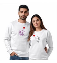 Sevgililer Günü Özel Kombin, 2 Ürün Bisiklet Yaka Sweatshirt (Beyaz)
