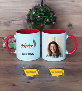 Sekretere Hediye Kupa Bardak Kırmızı Fotoğraflı