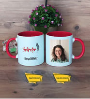 Sekretere Hediye Kupa Bardak Kırmızı Fotoğraflı