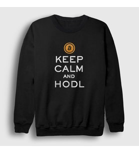 Presmono Unisex Siyah Keep Calm And Hodl Bitcoin Sweatshirt 264100tt