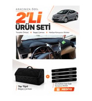 HYUNDAİ ELANTRA (2011-2017) Uyumlu Torpido Örtüsü + Tay Tüyü Bagaj Çantası + Sticker Seti - Siyah
