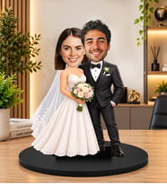 Kişiye Özel Fotoğraflı Gelin Damat Biblosu Çift Figürü, Düğün ve Evlilik Yıldönümü Hediyesi