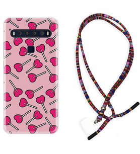 TCL 10L 10 Plus 10SE 20E 20SE 30 L7 Kılıf Boyun Asklı Rasta Silikon Heart Lollipop 1414