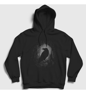 Presmono Unisex Siyah Gothic Raven Kuzgun Kapüşonlu Sweatshirt 349783tt
