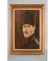 Çerçeveli Paspartulu Atatürk Tablo a468 (Gold)